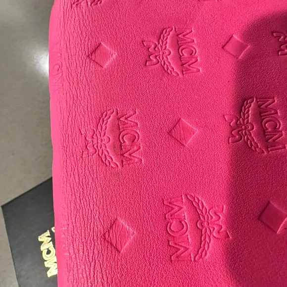 MCM Hot Pink Envelope Clutch with Silver-Tone Logo Accent - Picture 7 of 7